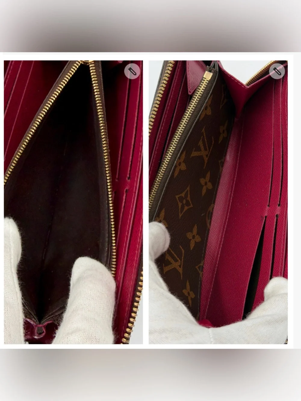 LV Monogram Clemence Zip-Around Wallet Fuschia Interior Great Condition 🤎💗 - Picture 9 of 13